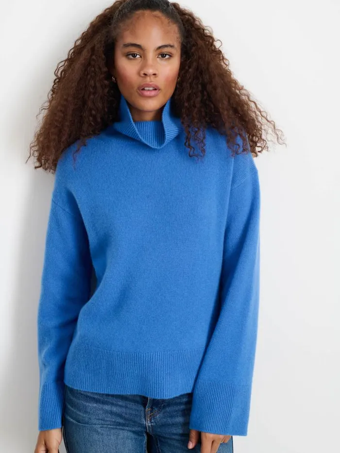 Alex Mill Cecile Turtleneck In Cashmere French Blue Women Sweaters