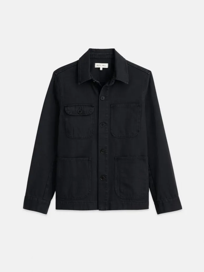 Alex Mill Garment Dyed Work Jacket In Recycled Denim Washed Black Men Jackets Coats