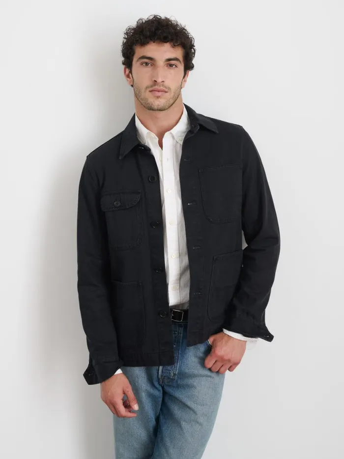 Alex Mill Garment Dyed Work Jacket In Recycled Denim Washed Black Men Jackets Coats