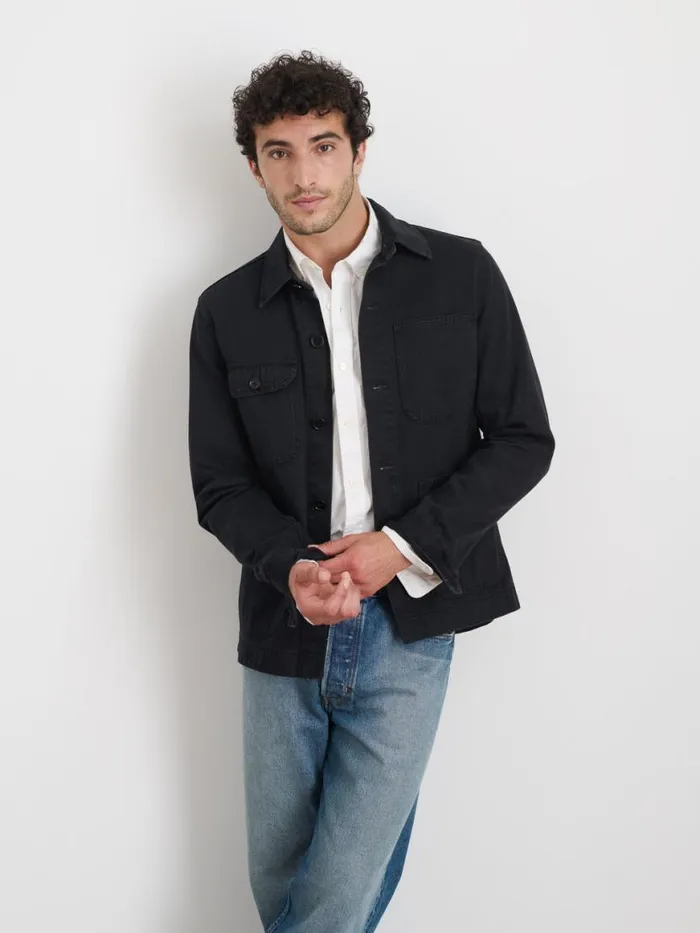 Alex Mill Garment Dyed Work Jacket In Recycled Denim Washed Black Men Jackets Coats
