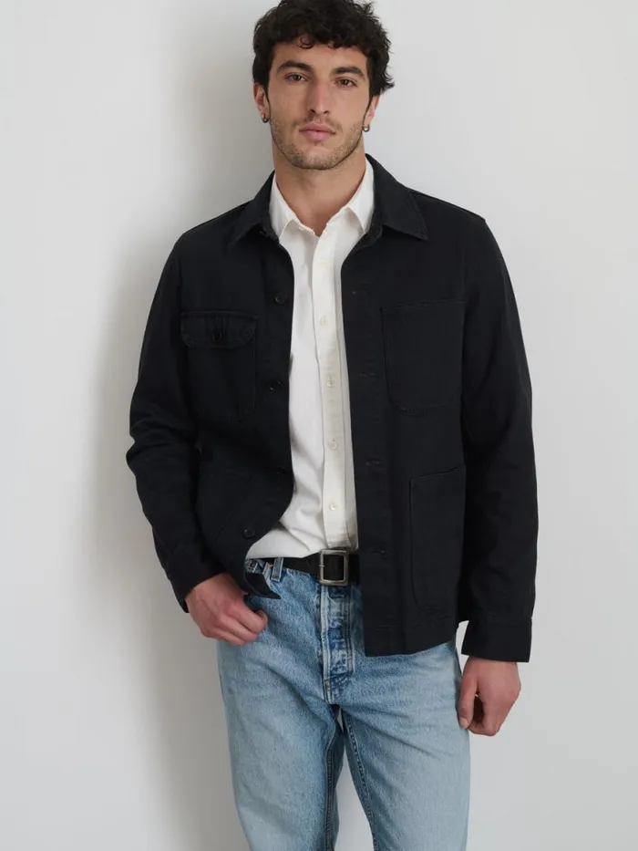Alex Mill Garment Dyed Work Jacket In Recycled Denim Washed Black Men Jackets Coats