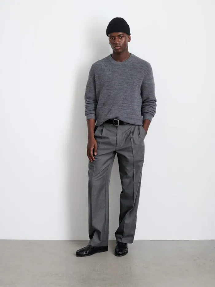 Alex Mill Henry Pleated Trouser In Wool Flannel Charcoal Men Suiting Blazers