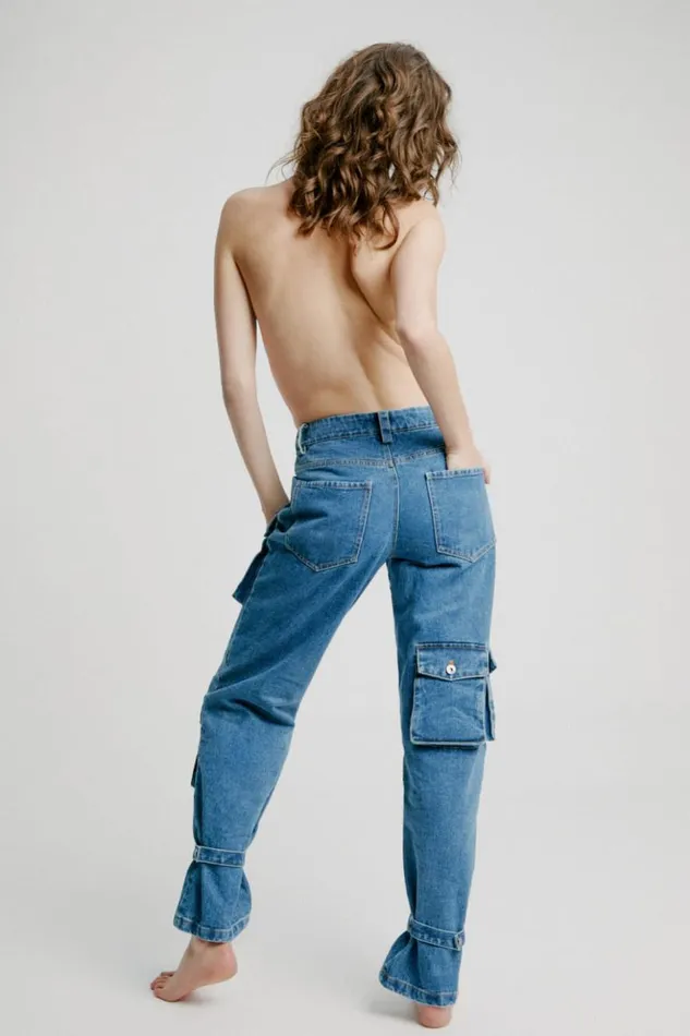 Bardot Straight Jean Women Denim Cargo Pant In Vintage Vintage Bardot Straight Jean Women Denim Cargo Pant In Vintage Vintage