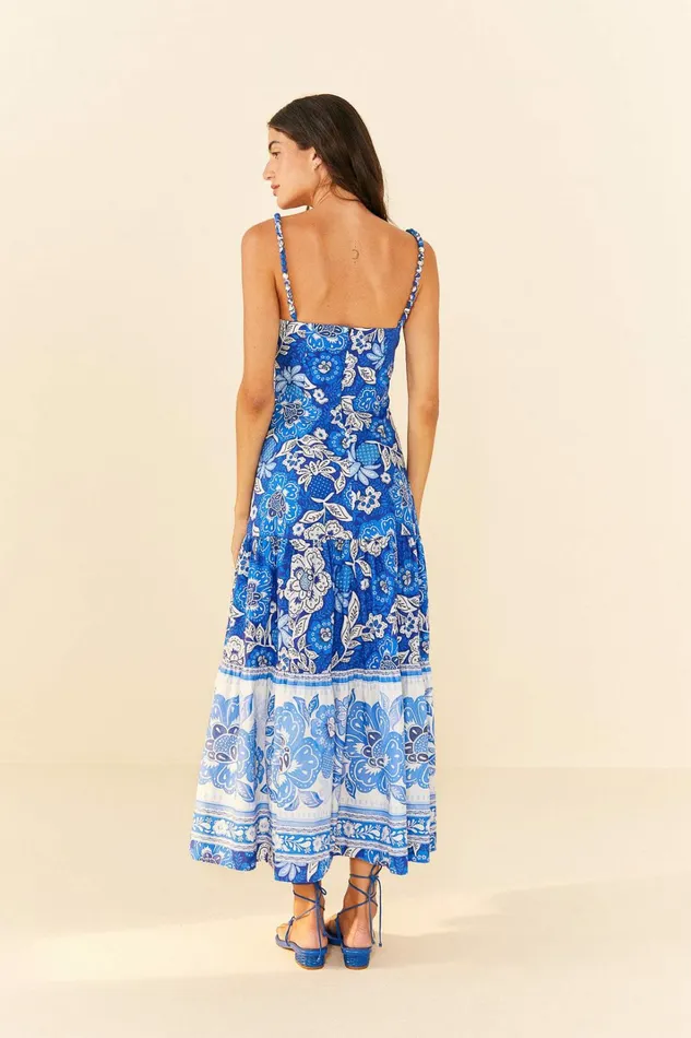 Blue Full Of Flowers Organic Cotton Midi Dress Women FARM Rio Midi Dresses Blue Full Of Flowers Organic Cotton Midi Dress Women FARM Rio Midi Dresses