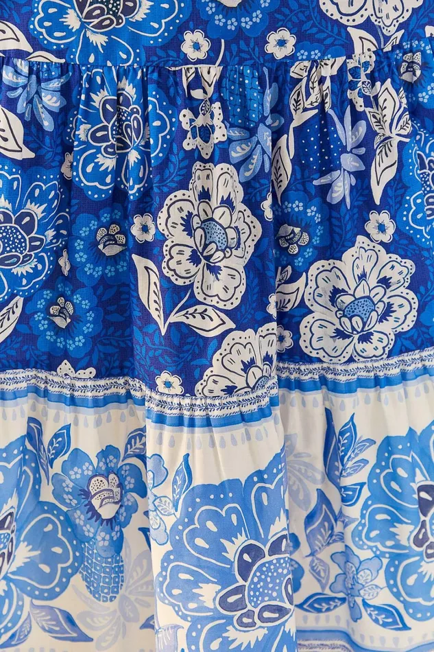 Blue Full Of Flowers Organic Cotton Midi Dress Women FARM Rio Midi Dresses Blue Full Of Flowers Organic Cotton Midi Dress Women FARM Rio Midi Dresses