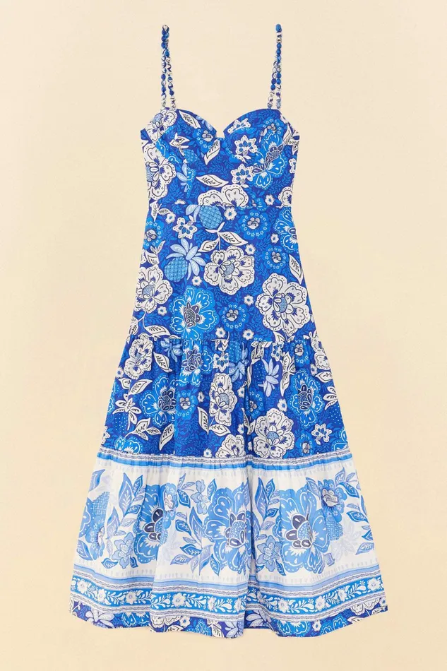 Blue Full Of Flowers Organic Cotton Midi Dress Women FARM Rio Midi Dresses Blue Full Of Flowers Organic Cotton Midi Dress Women FARM Rio Midi Dresses