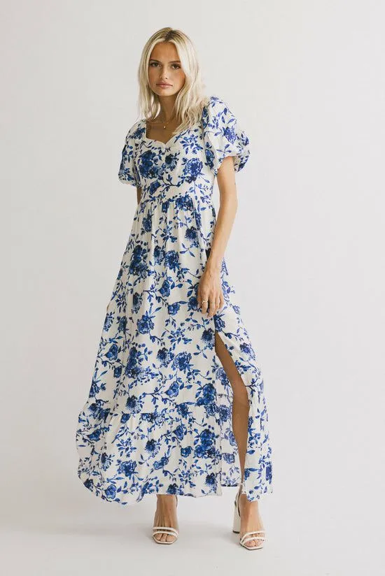 Bohme Mellanie Floral Maxi Dress In Blue Blue Women Dresses