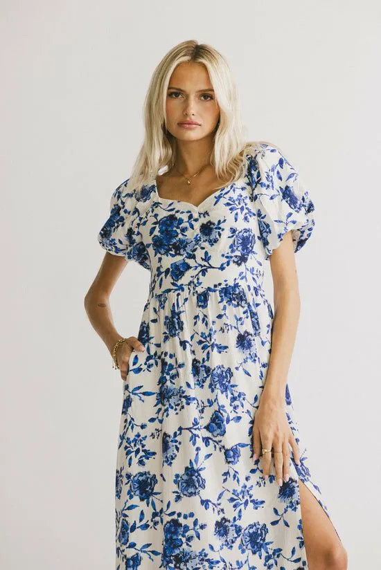 Bohme Mellanie Floral Maxi Dress In Blue Blue Women Dresses