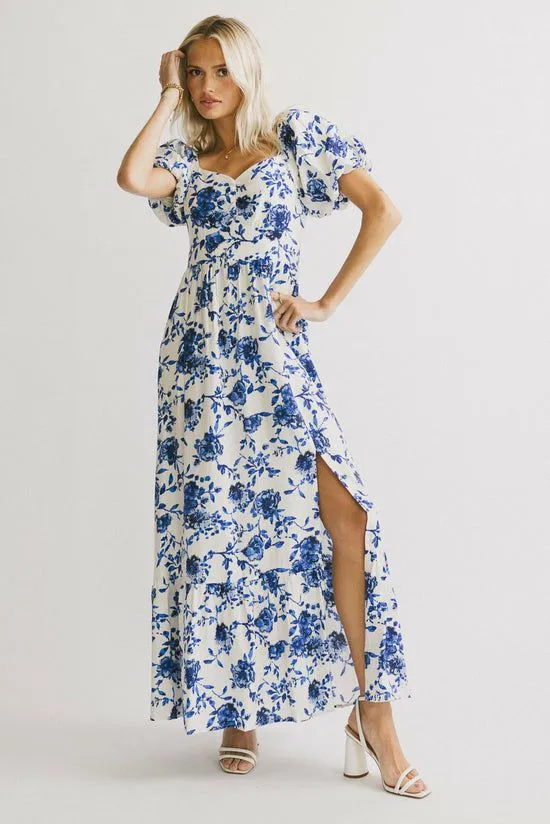 Bohme Mellanie Floral Maxi Dress In Blue Blue Women Dresses