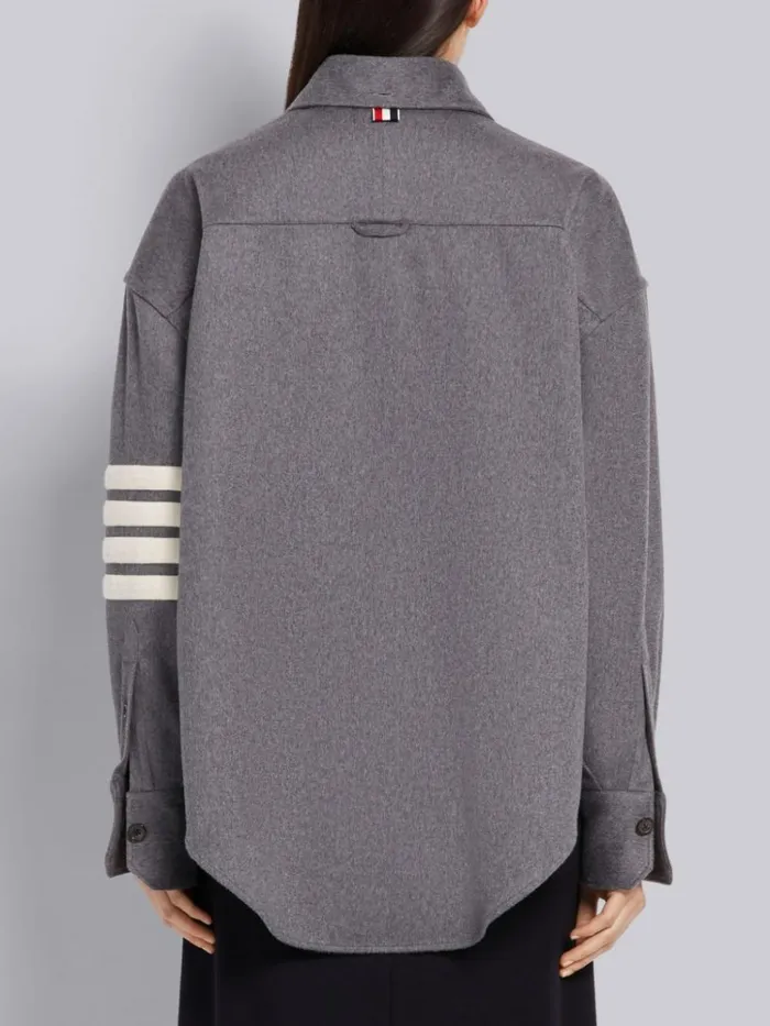 Cashmere Supersized 4bar Shirt Medium Grey Women Thom Browne Tops and Shirts