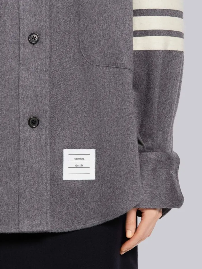 Cashmere Supersized 4bar Shirt Medium Grey Women Thom Browne Tops and Shirts