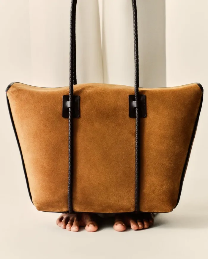 Hereu FORNA TOTE SUEDE 8211 Leather Framed Shoulder Bag WomenMen Tote Bags