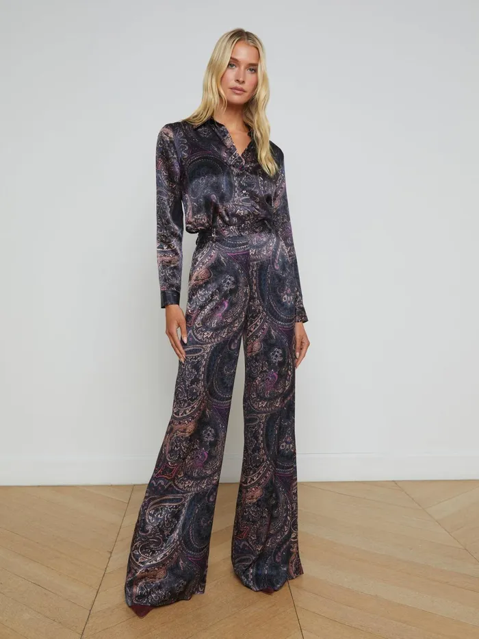 Pilar WideLeg Pant Plum Multi Boute Paisley Women L039Agence Pants