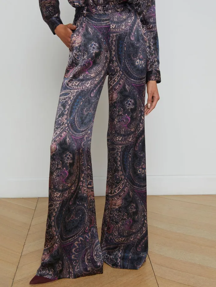 Pilar WideLeg Pant Plum Multi Boute Paisley Women L039Agence Pants Pilar WideLeg Pant Plum Multi Boute Paisley Women L039Agence Pants