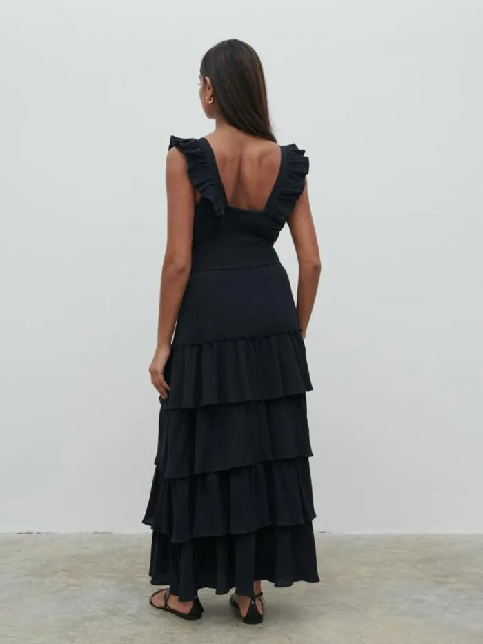 Pretty Lavish Dresses Opal Ruffle Midaxi Dress Black 8211 Women