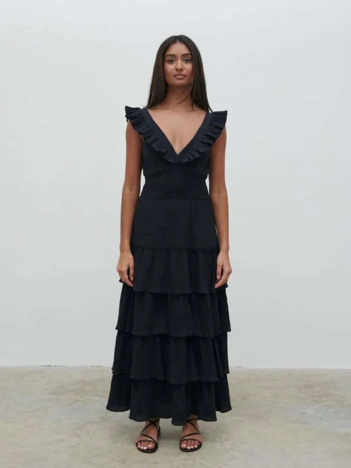 Pretty Lavish Dresses Opal Ruffle Midaxi Dress Black 8211 Women