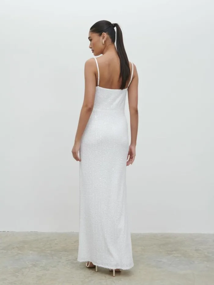Pretty Lavish Hen Do Keisha Sequin Maxi Dress White 8211 Women