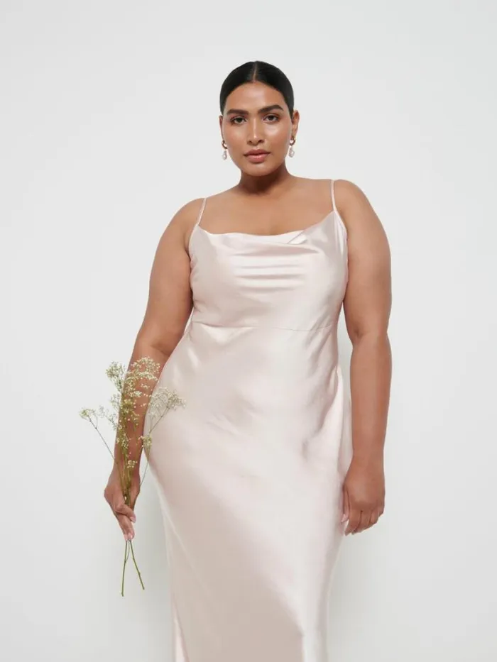 Pretty Lavish Satin Bridesmaid Dresses Keisha Maxi Bridesmaid Dress Curve Matte True Blush 8211 Women