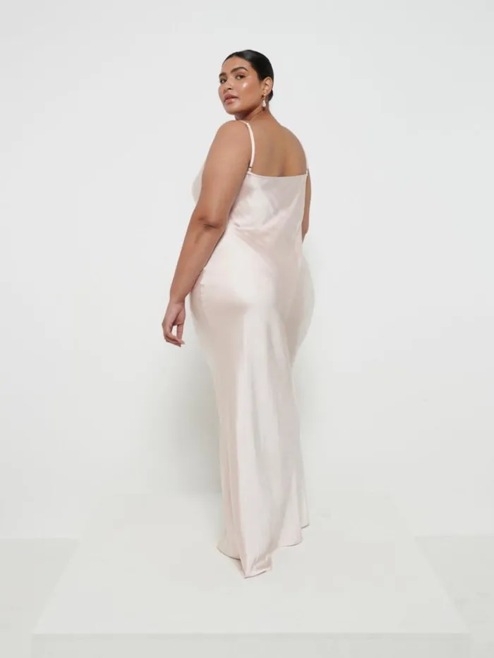 Pretty Lavish Satin Bridesmaid Dresses Keisha Maxi Bridesmaid Dress Curve Matte True Blush 8211 Women