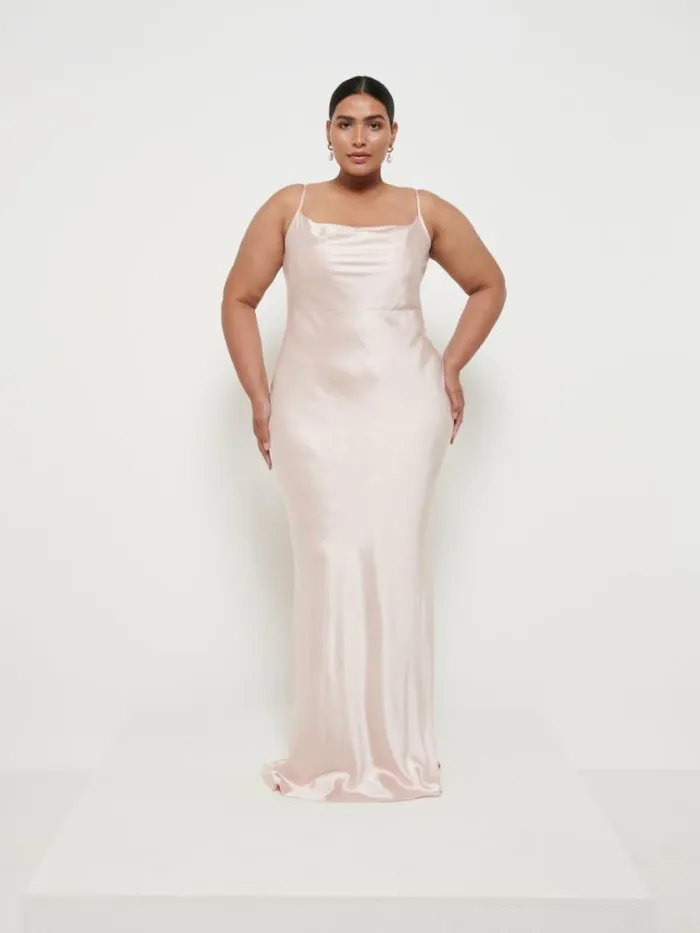 Pretty Lavish Satin Bridesmaid Dresses Keisha Maxi Bridesmaid Dress Curve Matte True Blush 8211 Women