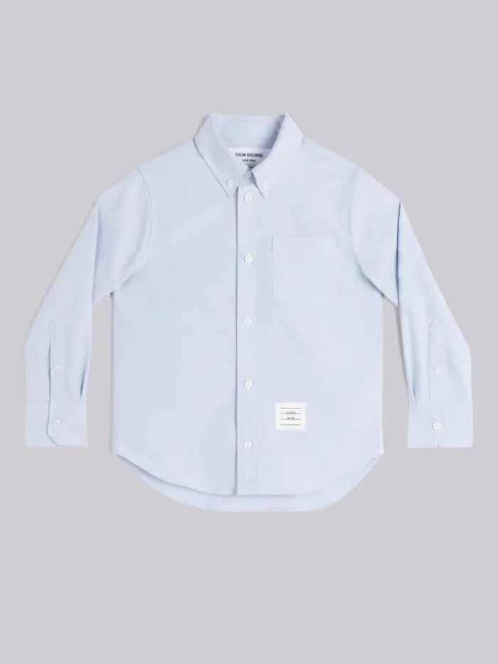 Satin Oxford 4bar Point Collar Shirt Light Blue GirlsBoys Thom Browne Dresses And Shirts