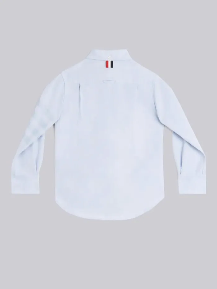 Satin Oxford 4bar Point Collar Shirt Light Blue GirlsBoys Thom Browne Dresses And Shirts