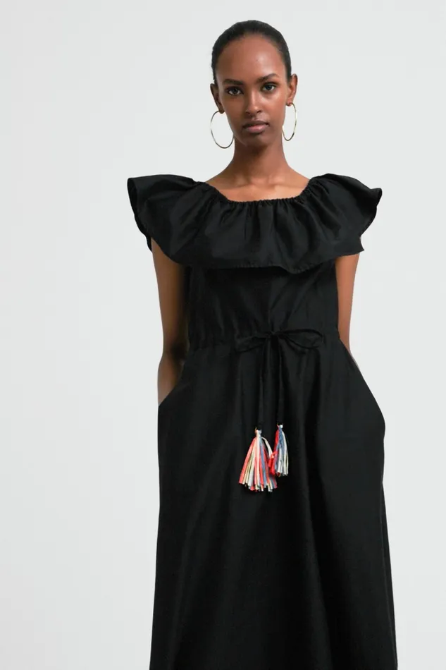 Stella Jean Ruffled Midi Dress Women Desigual Dresses