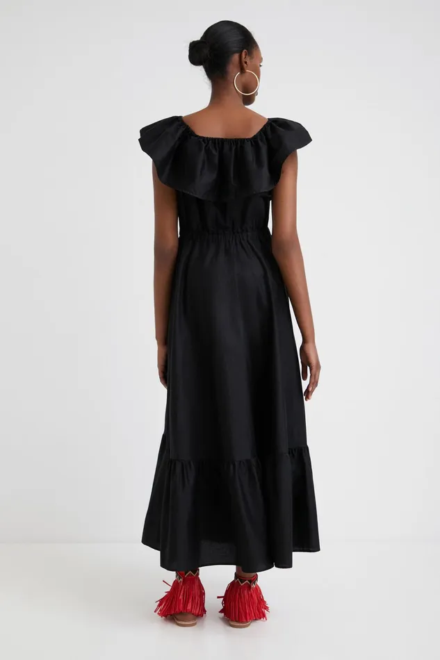 Stella Jean Ruffled Midi Dress Women Desigual Dresses