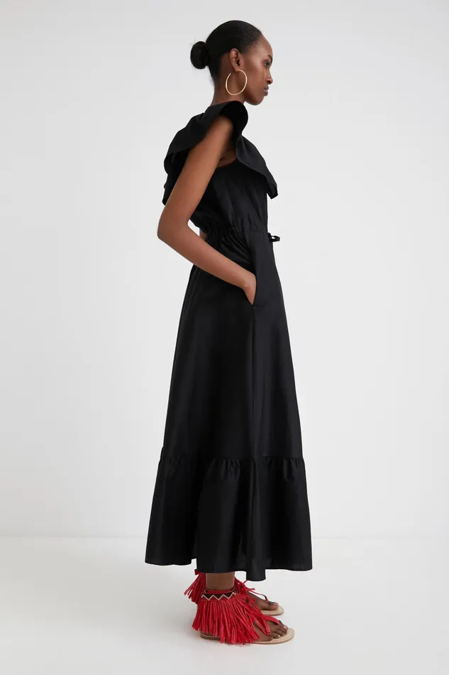 Stella Jean Ruffled Midi Dress Women Desigual Dresses