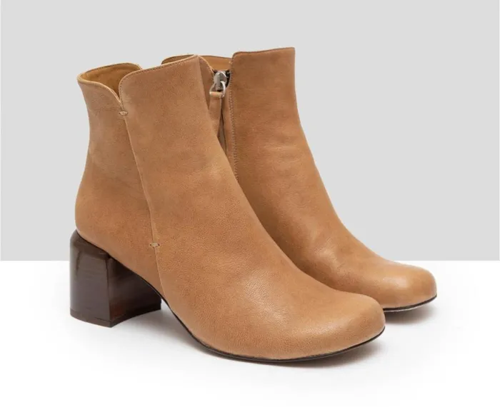 Women Medium Heel Audley Shoes Mid Heel Leather Booties Galen Brown