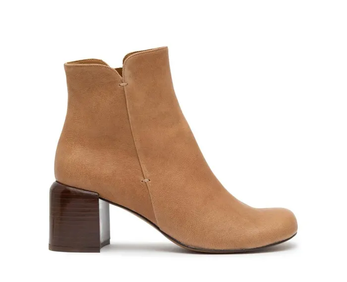 Women Medium Heel Audley Shoes Mid Heel Leather Booties Galen Brown