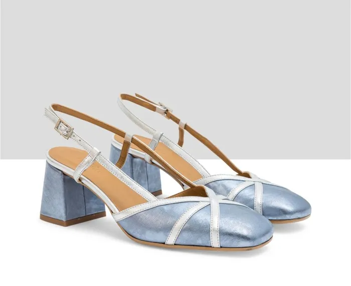 Women Medium Heel Audley Shoes Mid Heel Leather Shoe Luna Blue