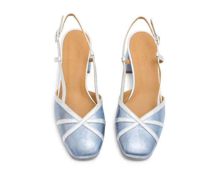 Women Medium Heel Audley Shoes Mid Heel Leather Shoe Luna Blue