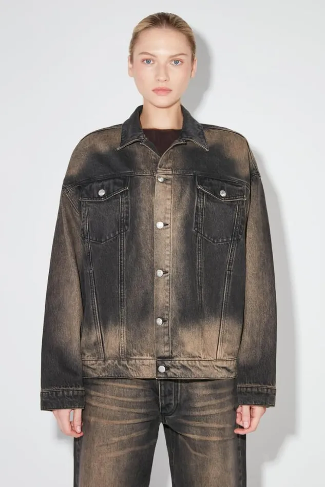 2000 Denim Trucker Jacket Blackbrown Women MISBHV Outerwear