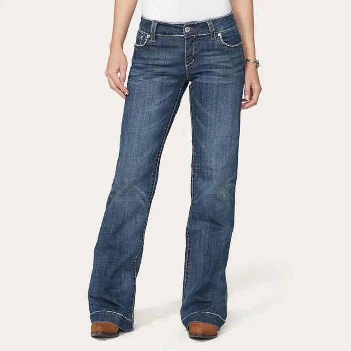214 City Trouser Jeans With Chevron Back Pocket Blue Women Stetson Denim