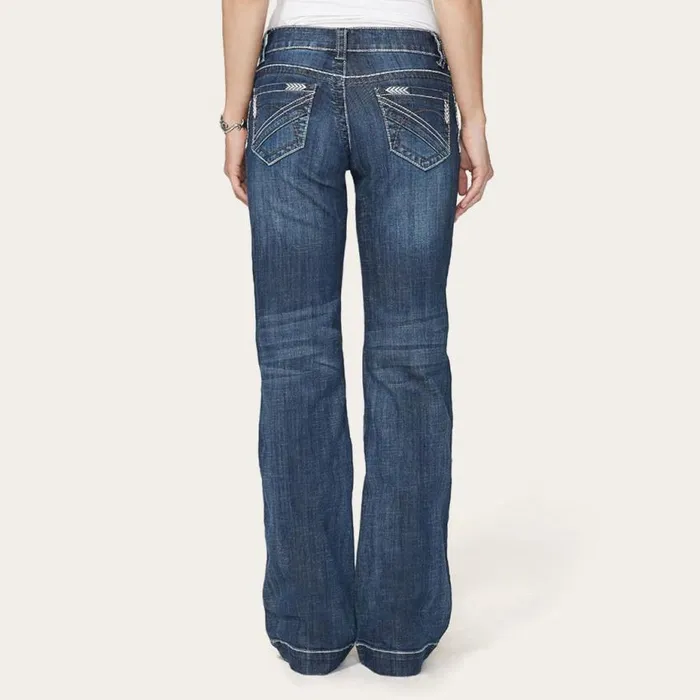 214 City Trouser Jeans With Chevron Back Pocket Blue Women Stetson Denim