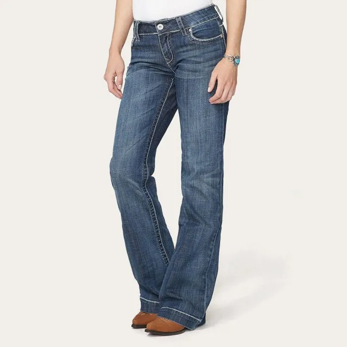 214 City Trouser Jeans With Chevron Back Pocket Blue Women Stetson Denim