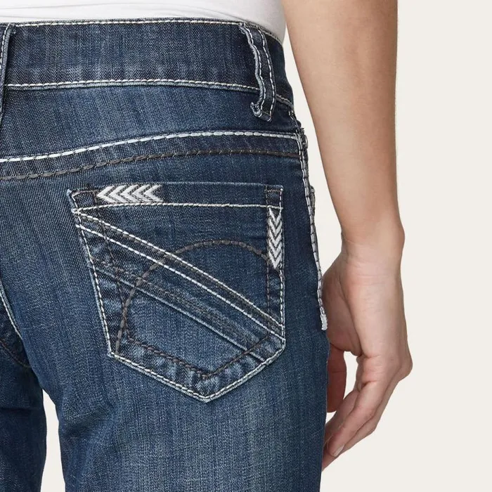 214 City Trouser Jeans With Chevron Back Pocket Blue Women Stetson Denim