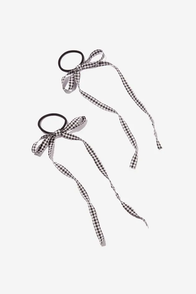 2Pk Poppy Hair Bows Black Gingham Women Cotton On Hair Accessories