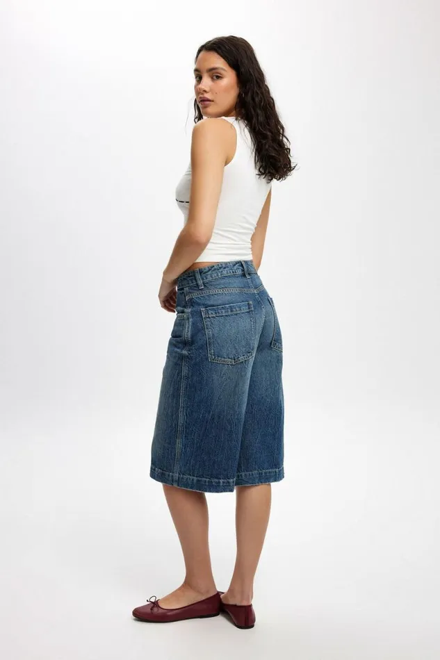 90 S Baggy Denim Jort Blue Dusk Women Cotton On Shorts