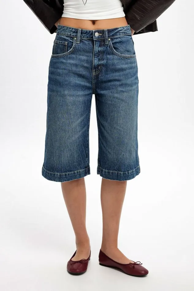 90 S Baggy Denim Jort Blue Dusk Women Cotton On Shorts