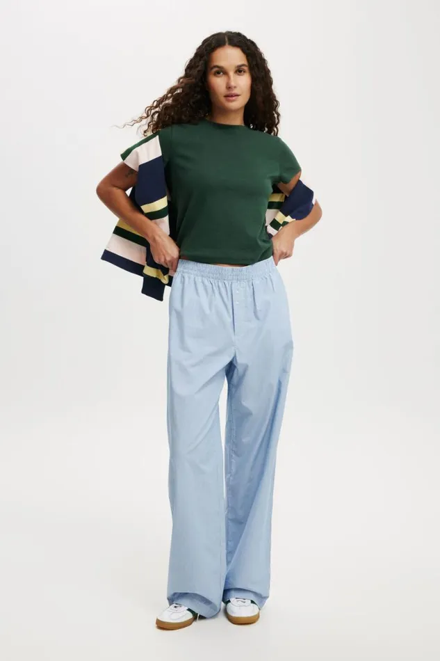 90S Baby Tee Pine Forest Green Women Cotton On Tops