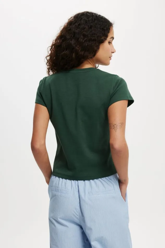 90S Baby Tee Pine Forest Green Women Cotton On Tops