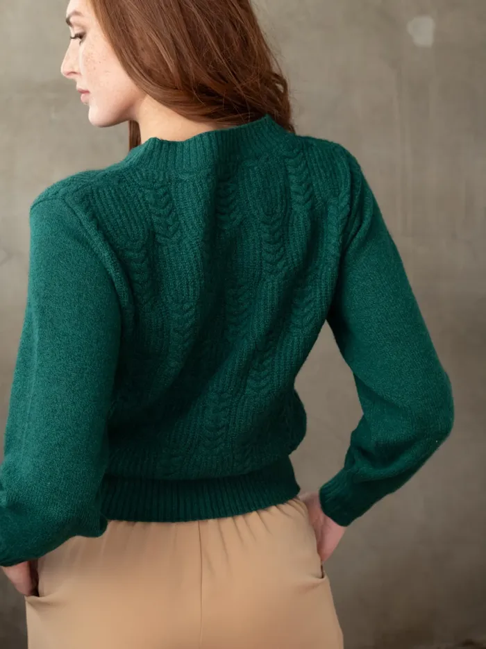 Able Lindsey Cable Pullover Sweater Emerald Women Sweaters