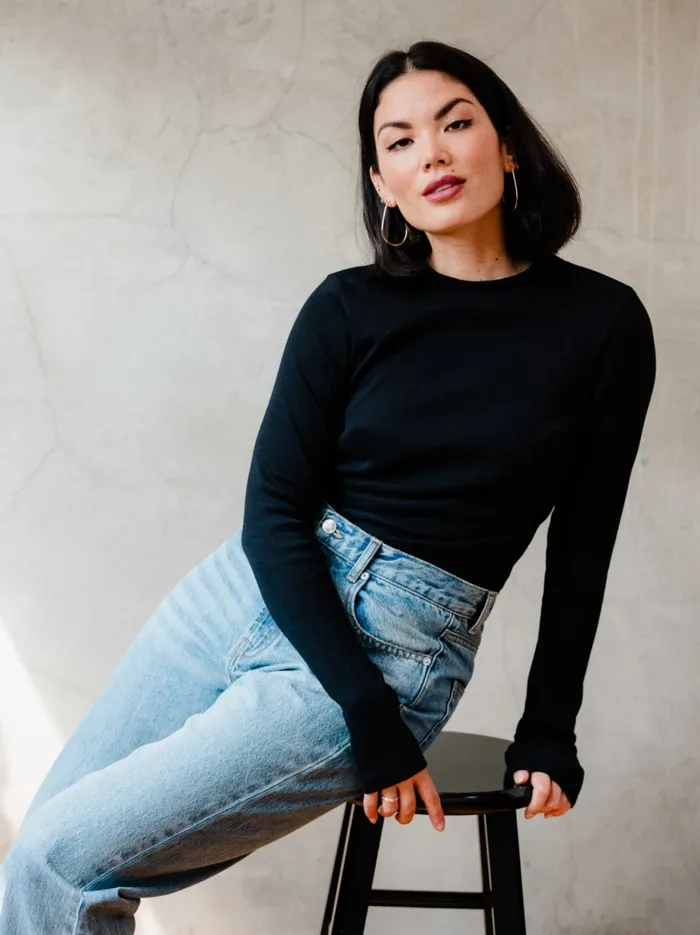 Able Tops Women Maxine RibKnit Top Black