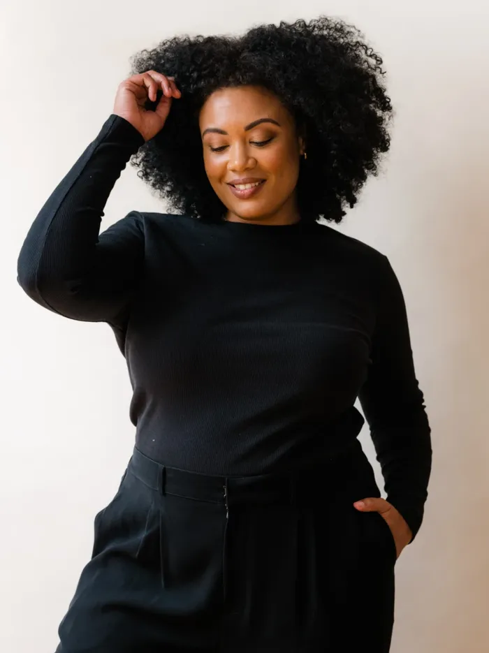 Able Tops Women Maxine RibKnit Top Black