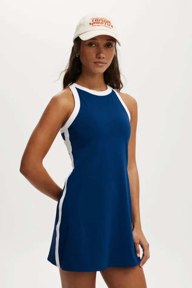 Active Mesh Back Dress Navy Peony White Women Cotton On Dresses