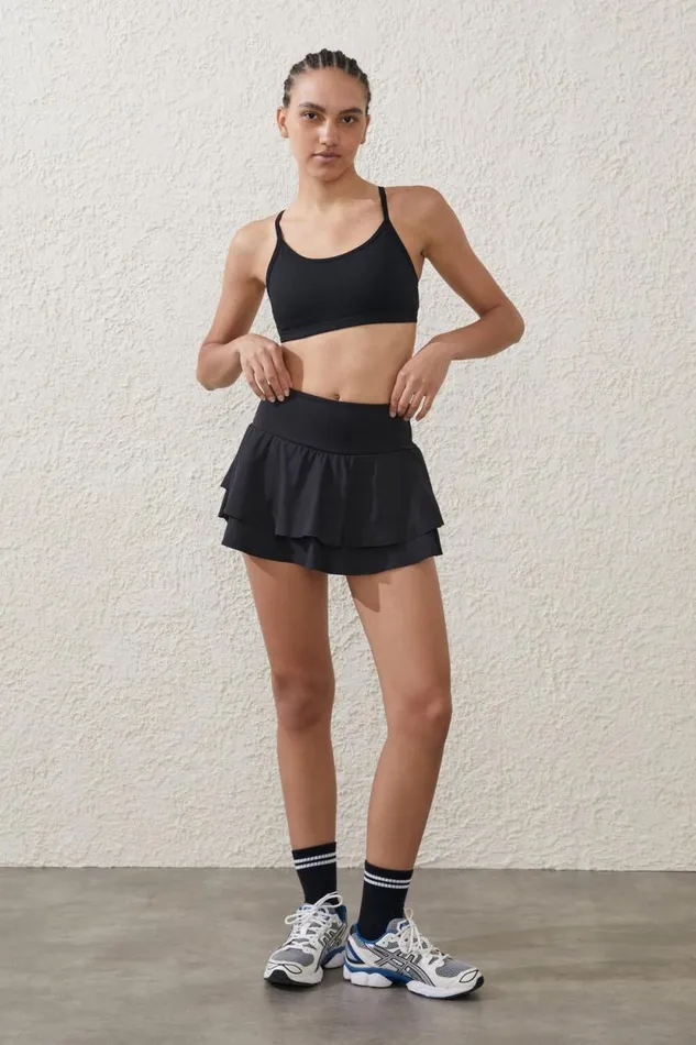 Active Woven Ruffle Hem Skirt Black Women Cotton On Skirts
