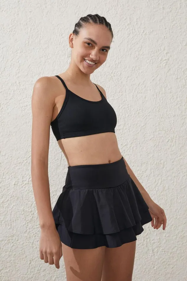 Active Woven Ruffle Hem Skirt Black Women Cotton On Skirts