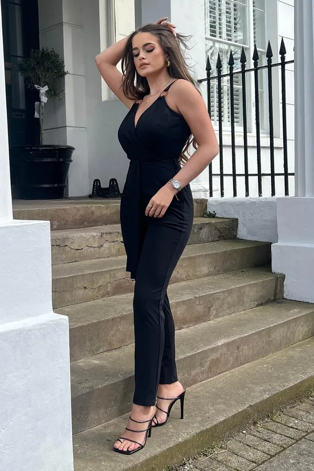 Alexa Ring Detail Wrap Neck Jumpsuit Women Girl In Mind Jumpsuits and Playsuits
